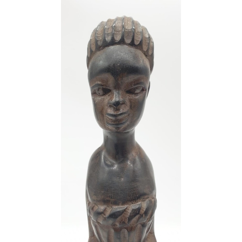 267 - Carved wooden African female Figure from Congo, 30cm tall