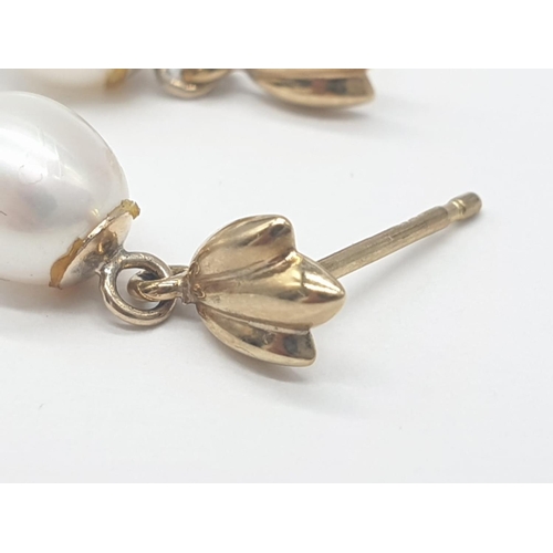 329 - Pair of 9k gold pearl earrings, weight 1g