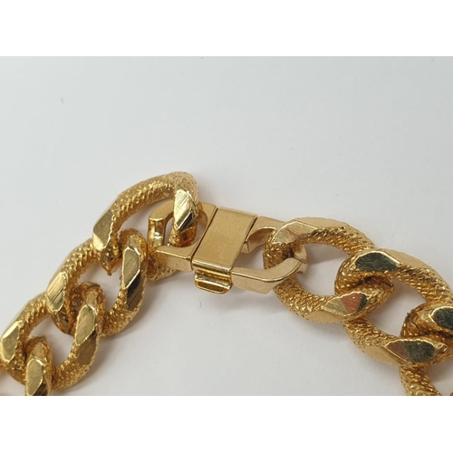 522 - Gold plated silver set of chunky curb necklace (50cm) and bracelet (20cm), weight 136g