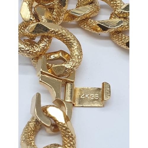 522 - Gold plated silver set of chunky curb necklace (50cm) and bracelet (20cm), weight 136g