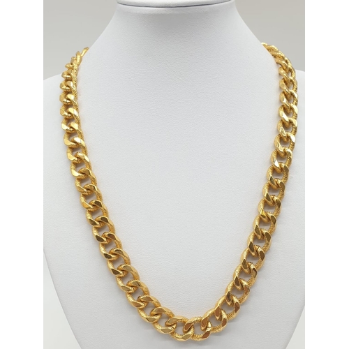 522 - Gold plated silver set of chunky curb necklace (50cm) and bracelet (20cm), weight 136g