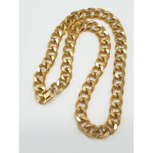 522 - Gold plated silver set of chunky curb necklace (50cm) and bracelet (20cm), weight 136g