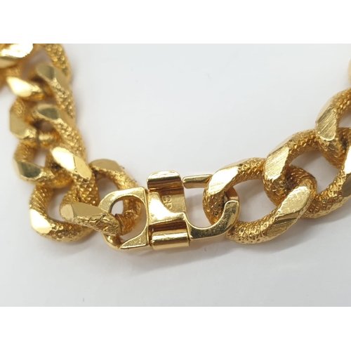 522 - Gold plated silver set of chunky curb necklace (50cm) and bracelet (20cm), weight 136g