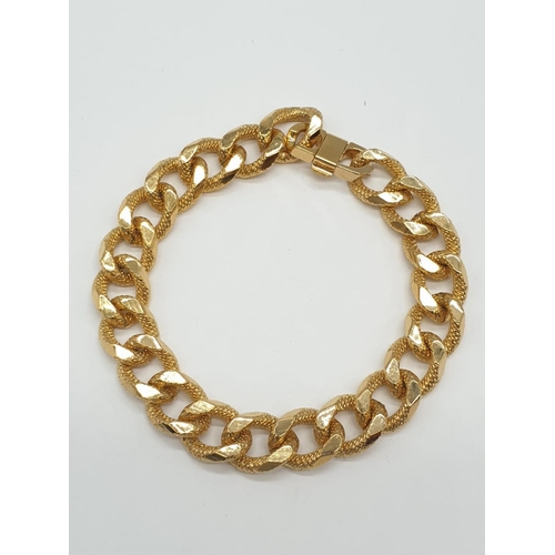 522 - Gold plated silver set of chunky curb necklace (50cm) and bracelet (20cm), weight 136g