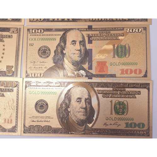 776 - 8x gold plated US dollars assorted denominations