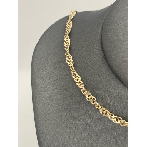 646 - 14K yellow gold rope chain. Aprox 17inches and weighs 6.2g.