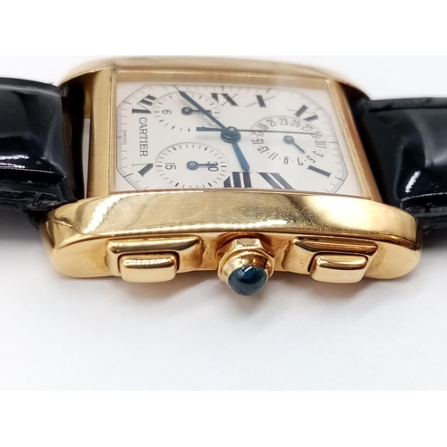 80 - Vintage 18ct gold Cartier tank watch with leather strap, 28x35mm case, 1830 MG267736