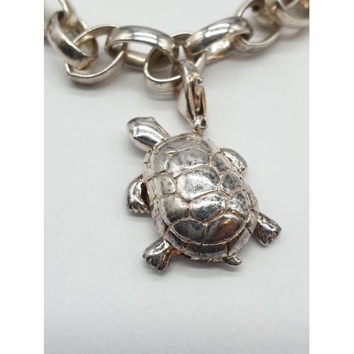 822 - Silver Thomas Sabo Bracelet with Charms. All charms are silver having Thomas Sabo markings. 7.5 inch... 