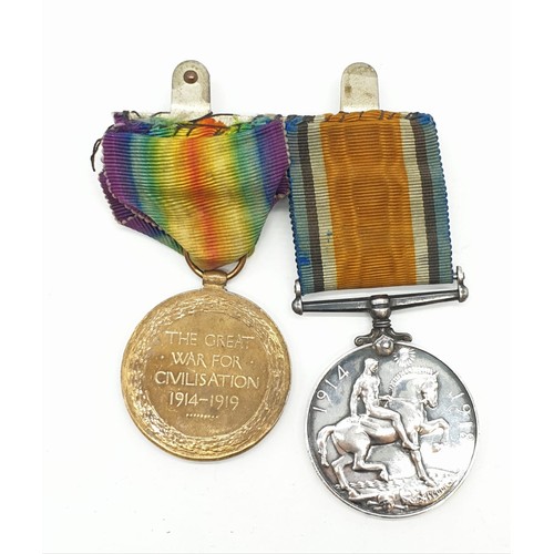 845 - A pair of WW1 Naval medals. The war medal and the Victory medal. Awarded to able seamen J.W. Coy ,Ro... 