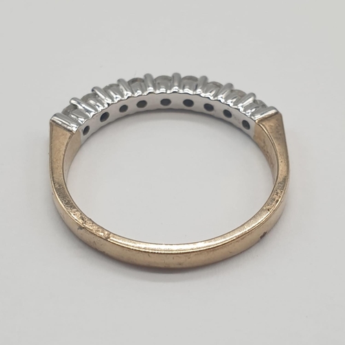 119 - 9CT YELLOW GOLD DIAMOND SET HALF ETERNITY RING, WEIGHT 2.5G WITH APPROX 0.40CT DIAMOND AND SIZE P