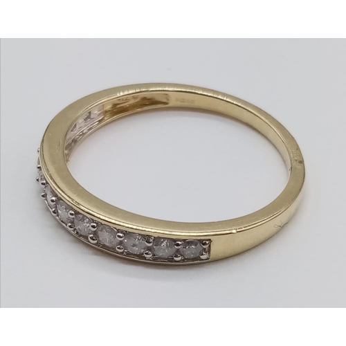 147 - 9CT YELLOW GOLD DIAMOND SET BAND RING, WEIGHT 2.6G WITH APPROX 0.30CT DIAMOND, SIZE T/U