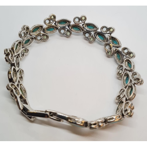 150 - SILVER AND TURQUISE BRACELET, weight 29G and 20cm long approx