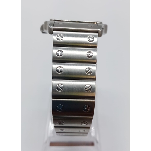 164 - Cartier gent tank watch, manual wind in working order, 30mm case