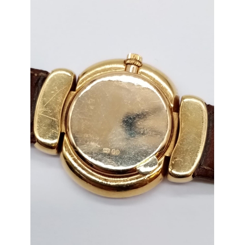 29 - Vintage 18ct gold Rolex Geneve Cellini ladies watch with round face and diamond encrusted bezel and ... 