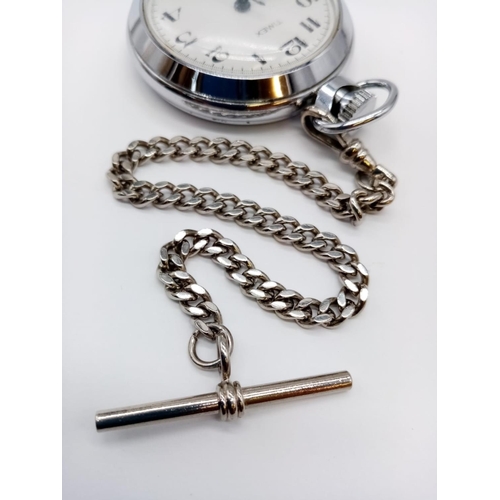 293 - MANUAL WIND TIMEX POCKET WATCH WITH CHAIN in WORKING ORDER