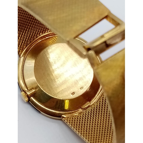 33 - IWC Schaffhausen 18ct gold watch with black face, diamond and enamel bezel, 17.5cm long approx, 35mm... 