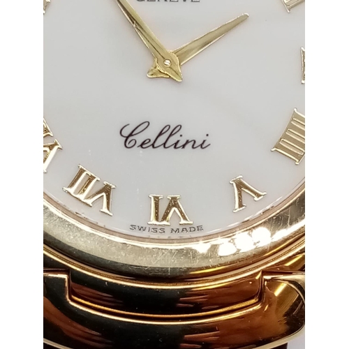 5 - 18ct gold Rolex Geneve Cellini slimline gent watch, with white face Roman numerals 35mm case with pa... 