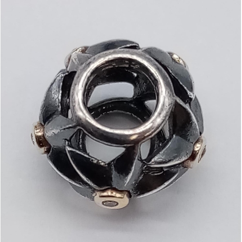 553 - SILVER AND GOLD PANDORA CHARM CIRCLE OF STARS