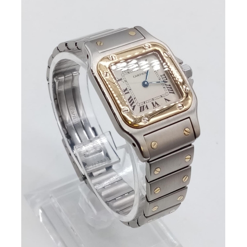 66 - Cartier ladies tank watch with two tone bi-metal, quartz movements, 24mm case