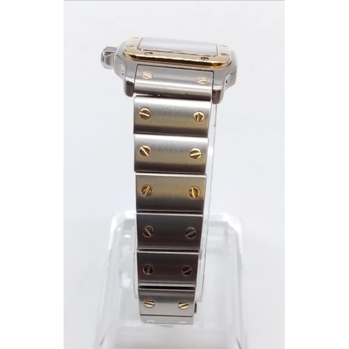 66 - Cartier ladies tank watch with two tone bi-metal, quartz movements, 24mm case