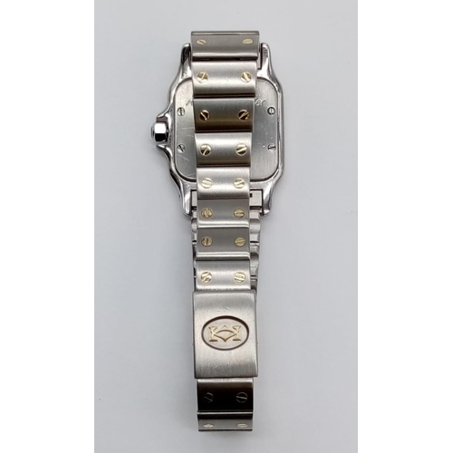 66 - Cartier ladies tank watch with two tone bi-metal, quartz movements, 24mm case