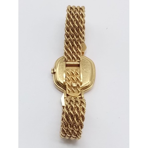 87 - Vintage 18ct gold Audemars Piguet ladies watch with diamond encrusted bezel and shoulders, twisted r... 