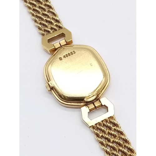 87 - Vintage 18ct gold Audemars Piguet ladies watch with diamond encrusted bezel and shoulders, twisted r... 