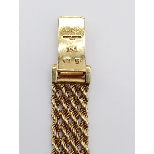 87 - Vintage 18ct gold Audemars Piguet ladies watch with diamond encrusted bezel and shoulders, twisted r... 