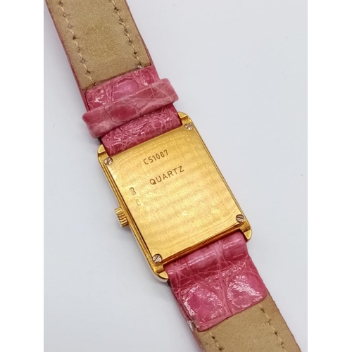 91 - Vintage Audemars Piguet 18CT GOLD ladies quartz  watch, rectangular face (17x22mm) and diamond encru... 