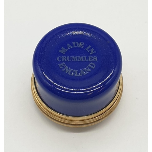 865 - Miniature pill box with enamel top, made by Crummles, 2.5cm diameter approx