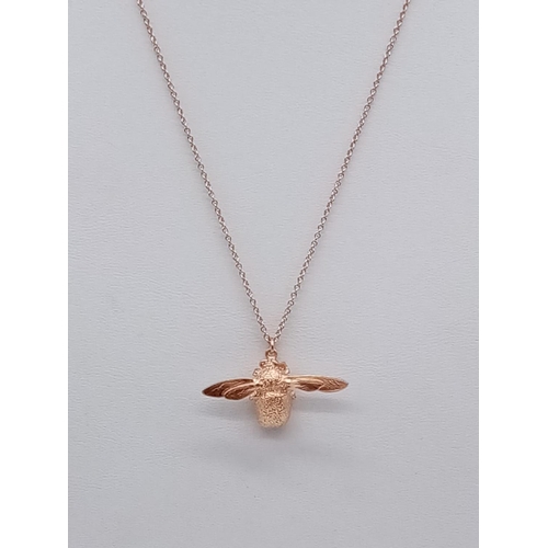 311 - ALEX MONROE SILVER WITH ROSE GOLD VERMEIL BEE PENDANT ON EXPANDABLE CHAIN