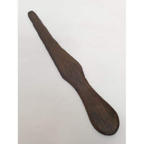 346 - 18th century Asian wood spatula. 35cm long.