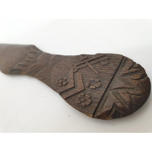 346 - 18th century Asian wood spatula. 35cm long.