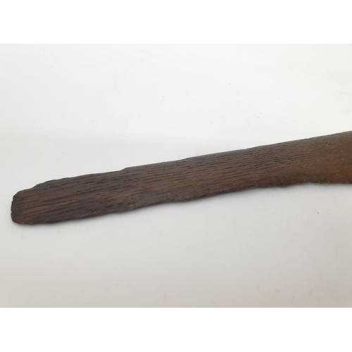 346 - 18th century Asian wood spatula. 35cm long.