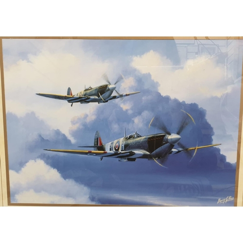 392 - Vintage framed and glazed embroidery of the RAF Memorial Flight ( by a ex RAF wife) and a framed and... 