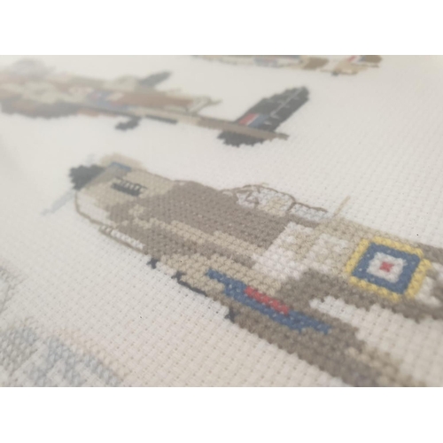 392 - Vintage framed and glazed embroidery of the RAF Memorial Flight ( by a ex RAF wife) and a framed and... 