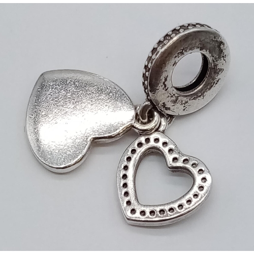 564 - SILVER PANDORA BELOVED MOTHER HEART CHARM