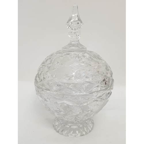 725 - Pair of cut glass candy bowls, 20 and 28cm tall