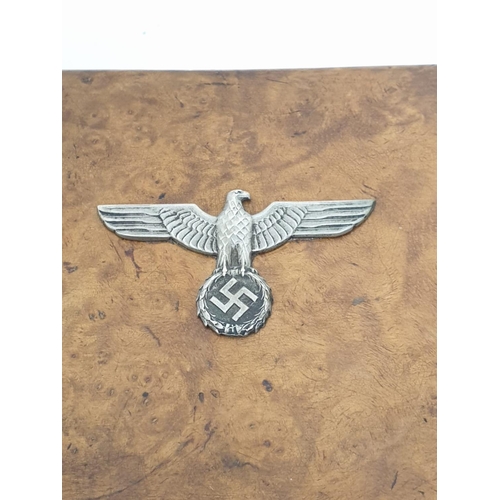 25 - WW2 German Walnut Veneer Box With 3rd Reich SA Eagle.  Very well made, very good condition.