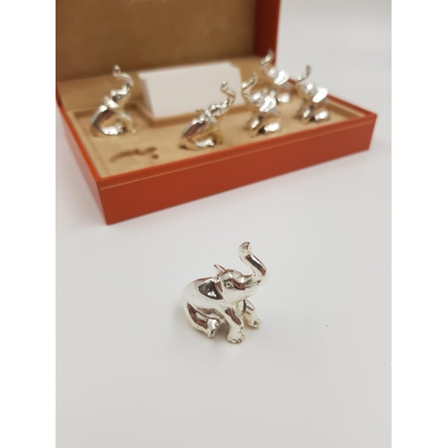 507 - A vintage set of Saint Hilaire 6 silver plated elephants; party card holders in a beautiful presenta... 