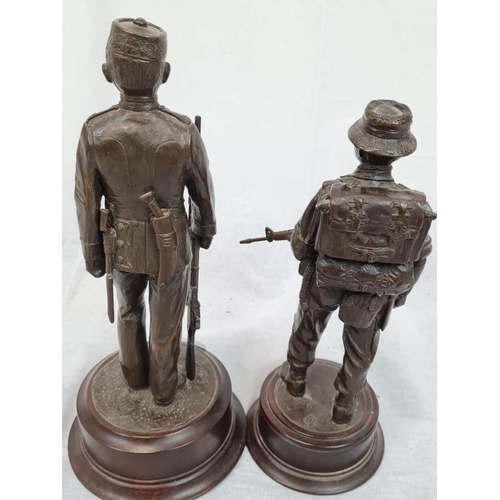 82 - 2 x cold cast bronze figures by Peter Hicks depicting Gurkha soldiers, one of the Victorian era and ... 