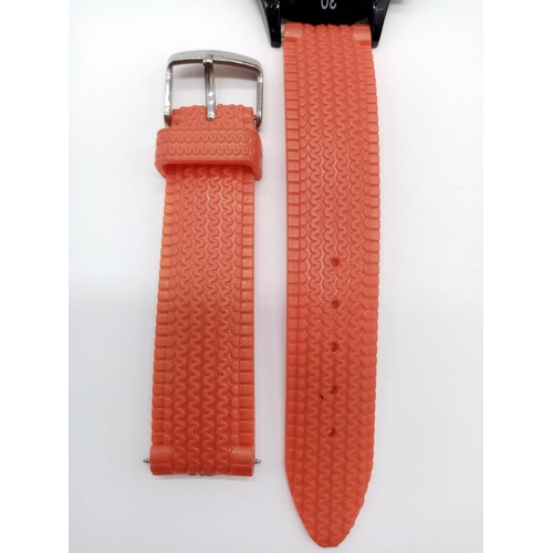 413 - Awer gent's sport watch with red rubber strap