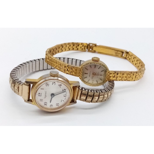 419 - 2x elegant ladies watches (Ingersoll and Regency) with gold effect strap (AF)