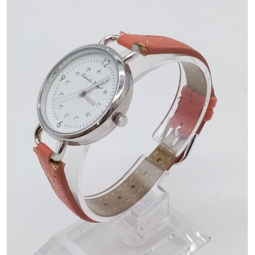 425 - 2x ladies watches, Leonardo and Gabriella Vicenga with white faces and leather straps, as new unworn