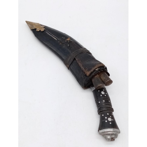 309 - A small Gurkha vintage kurkri knife with inscription on blade.