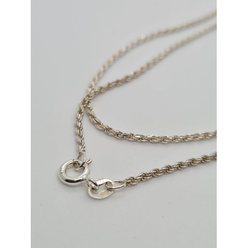 912 - Silver rope chain, weight 4.27g and 44cm long approx