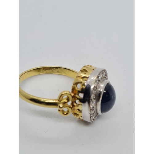 934 - Vintage 18ct diamond and sapphire ring, weight 6.3g and size O