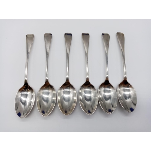 997 - Set of 6 Antique silver teaspoons and tong set. Hallmarked to Sheffield 1907. Set in a leather and v... 