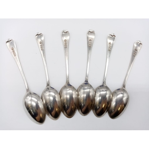 997 - Set of 6 Antique silver teaspoons and tong set. Hallmarked to Sheffield 1907. Set in a leather and v... 