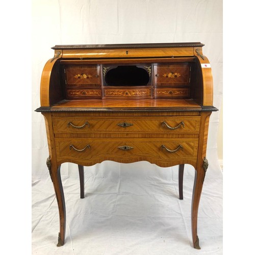 6 - A beautifully inlaid Edwardian writing bureau  with roll top and chevroned top.
104 cams tall 
76 cm... 